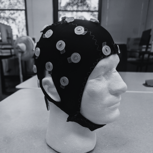 EEG equipment used during an auditory attention experiment